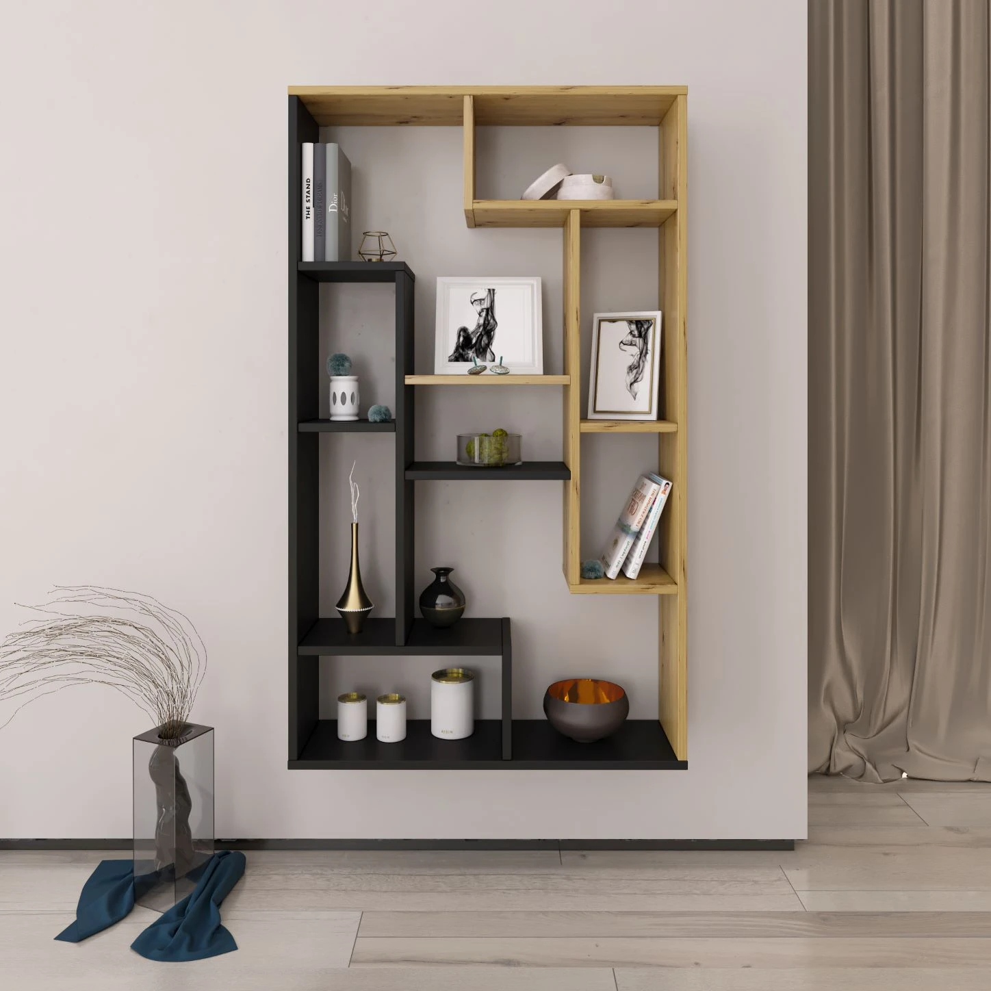 Target Home Sieninė lentyna, vertikali, horizontali, juoda, „Craftsman“ aprašymas - Prekės nuotrauka