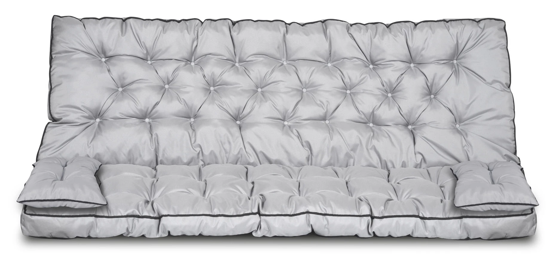 Aio Factory Sodo baldų komplektas su aukšta sienele ir apvadais, 150x60x50 cm, pilkas aprašymas - Prekės nuotrauka