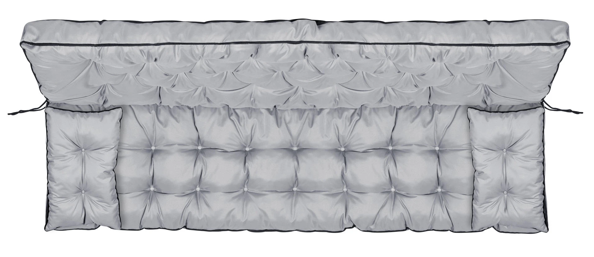 Aio Factory Sodo baldų komplektas su aukšta sienele ir apvadais, 150x60x50 cm, pilkas aprašymas - Prekės nuotrauka