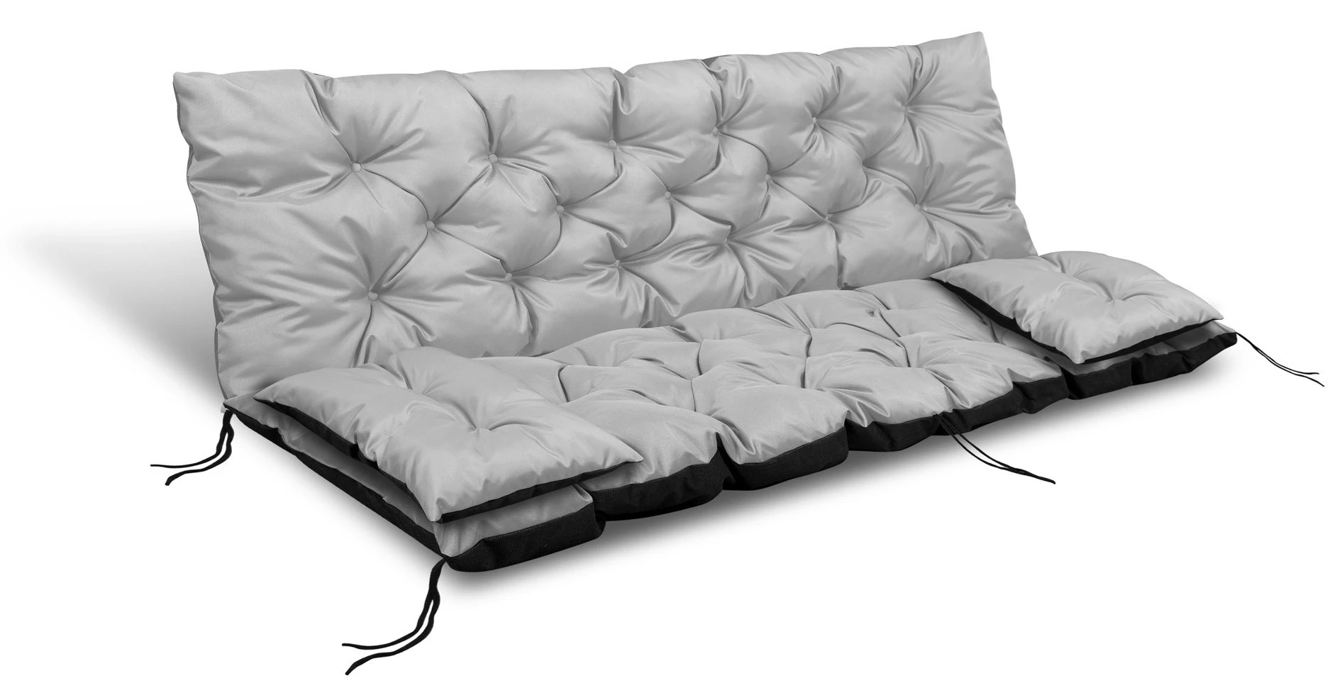 Aio Factory Sodo pagalvėlė 120x60x50 cm + 2 pagalvėlės sūpynėms, atsparios vandeniui, šviesiai pilkos aprašymas - Prekės nuotrauka