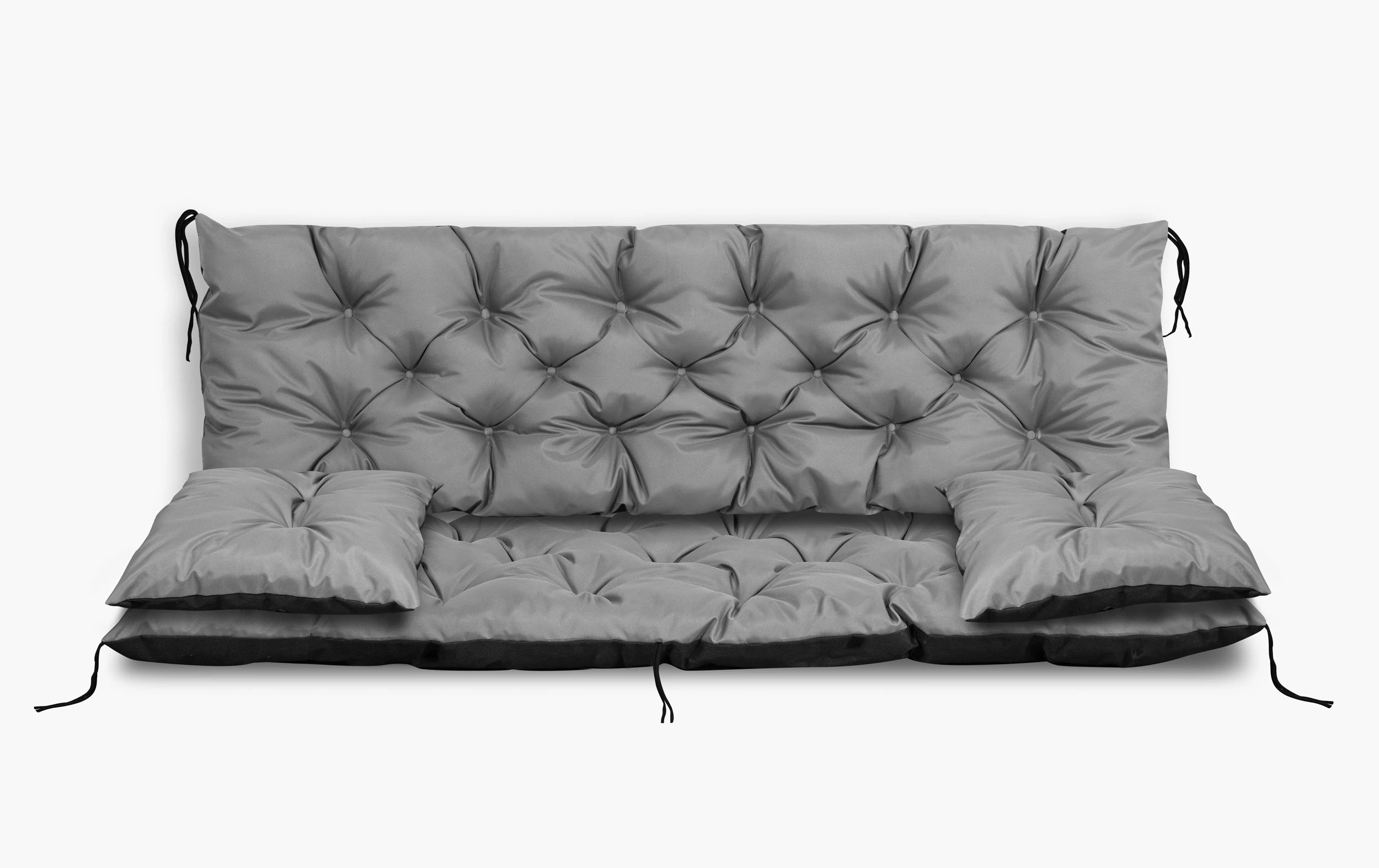 Aio Factory Sodo pagalvėlė 180x60x50 cm + 2 pagalvėlės sūpynėms, atsparios vandeniui, pilkos spalvos aprašymas - Prekės nuotrauka