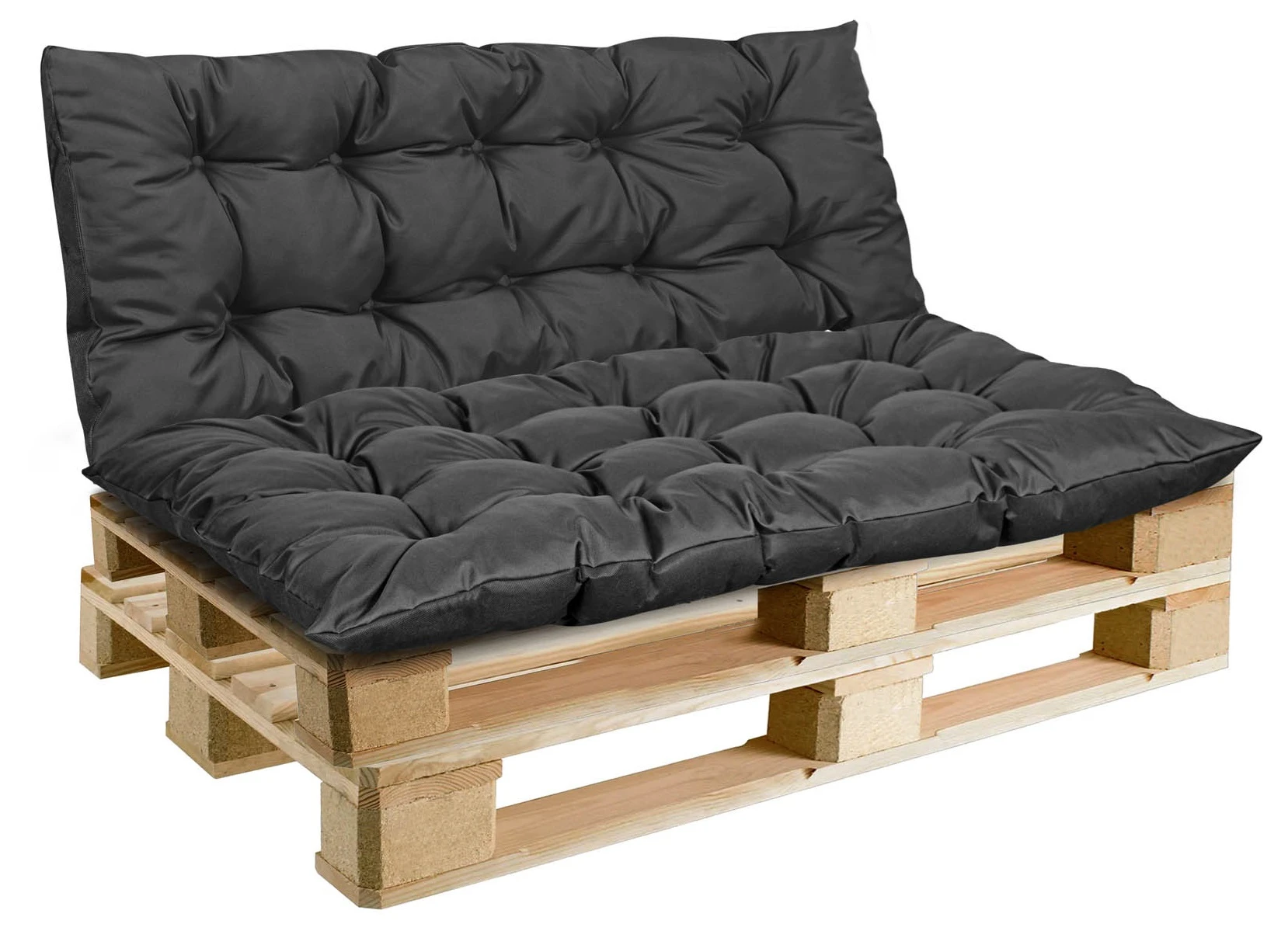 Aio Factory Sodo pagalvėlių komplektas 120/80 cm + 120/40 cm palečių suoliukui, atsparus vandeniui, juodas aprašymas - Prekės nuotrauka
