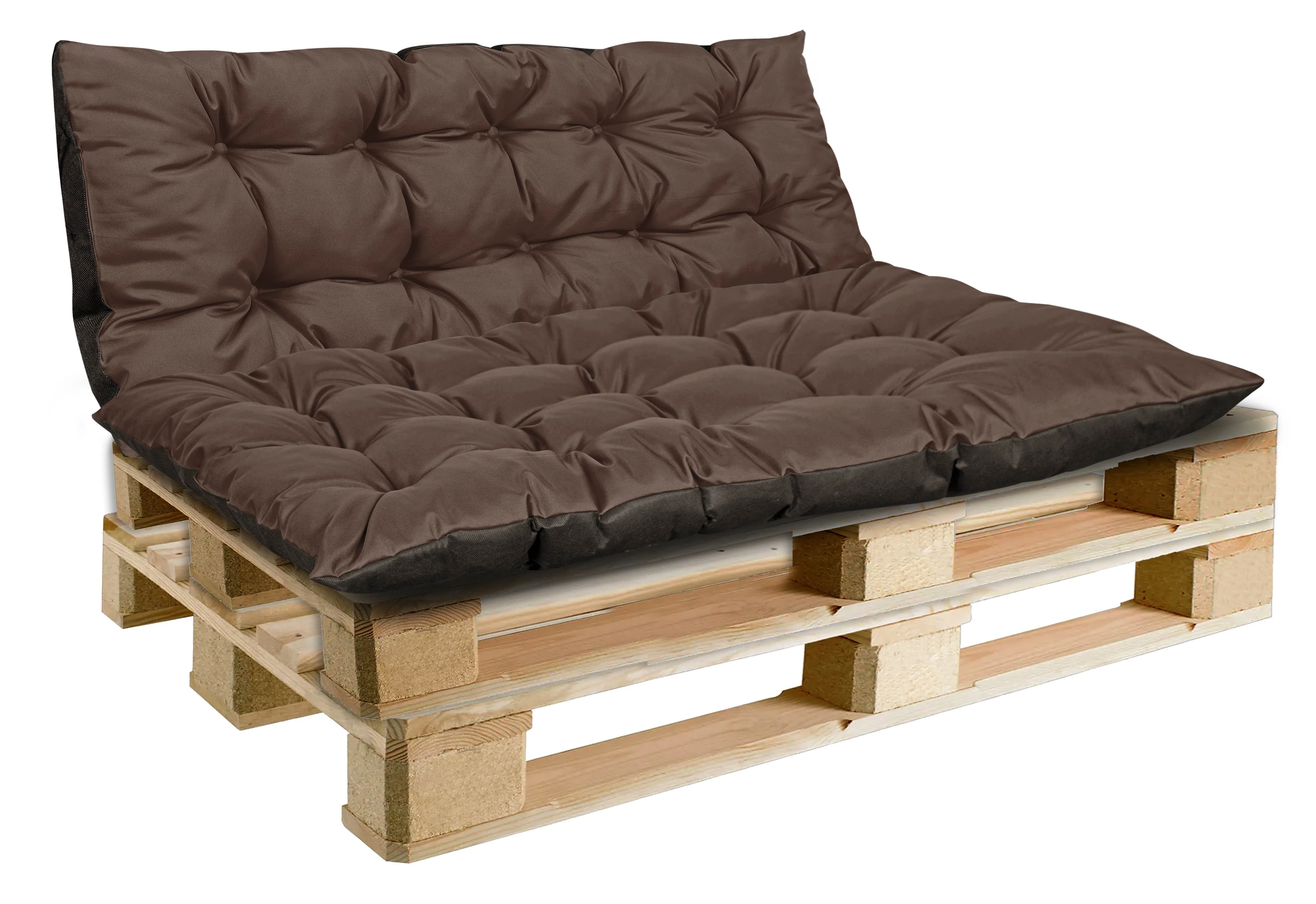Aio Factory Sodo pagalvėlių komplektas 120/80 cm + 120/40 cm suoliukams, atsparus vandeniui, rudas aprašymas - Prekės nuotrauka