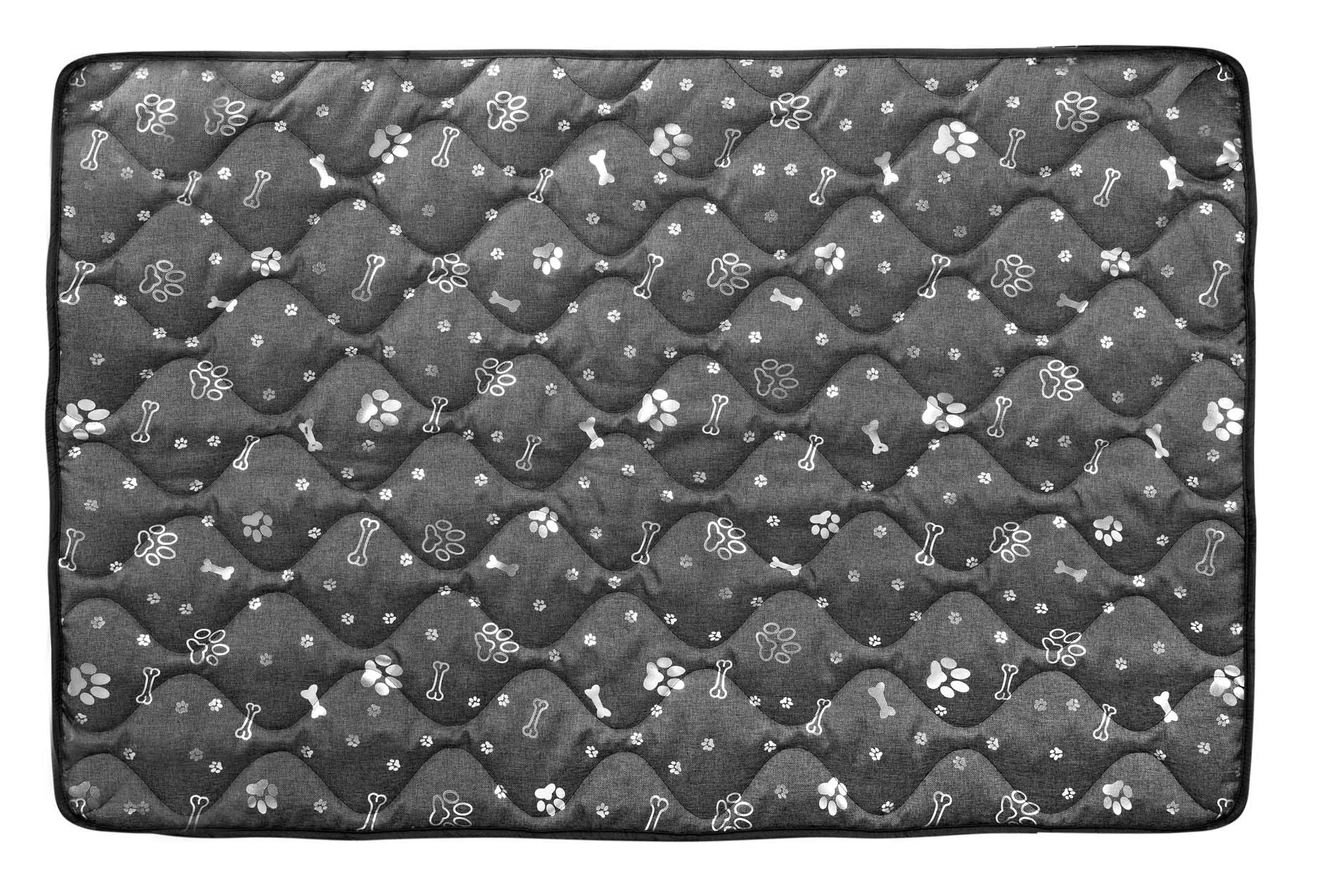 Aio Factory Šuns guolio kilimėlis 100x70 cm, vandeniui atsparus, sidabriniai kaulai aprašymas - Prekės nuotrauka