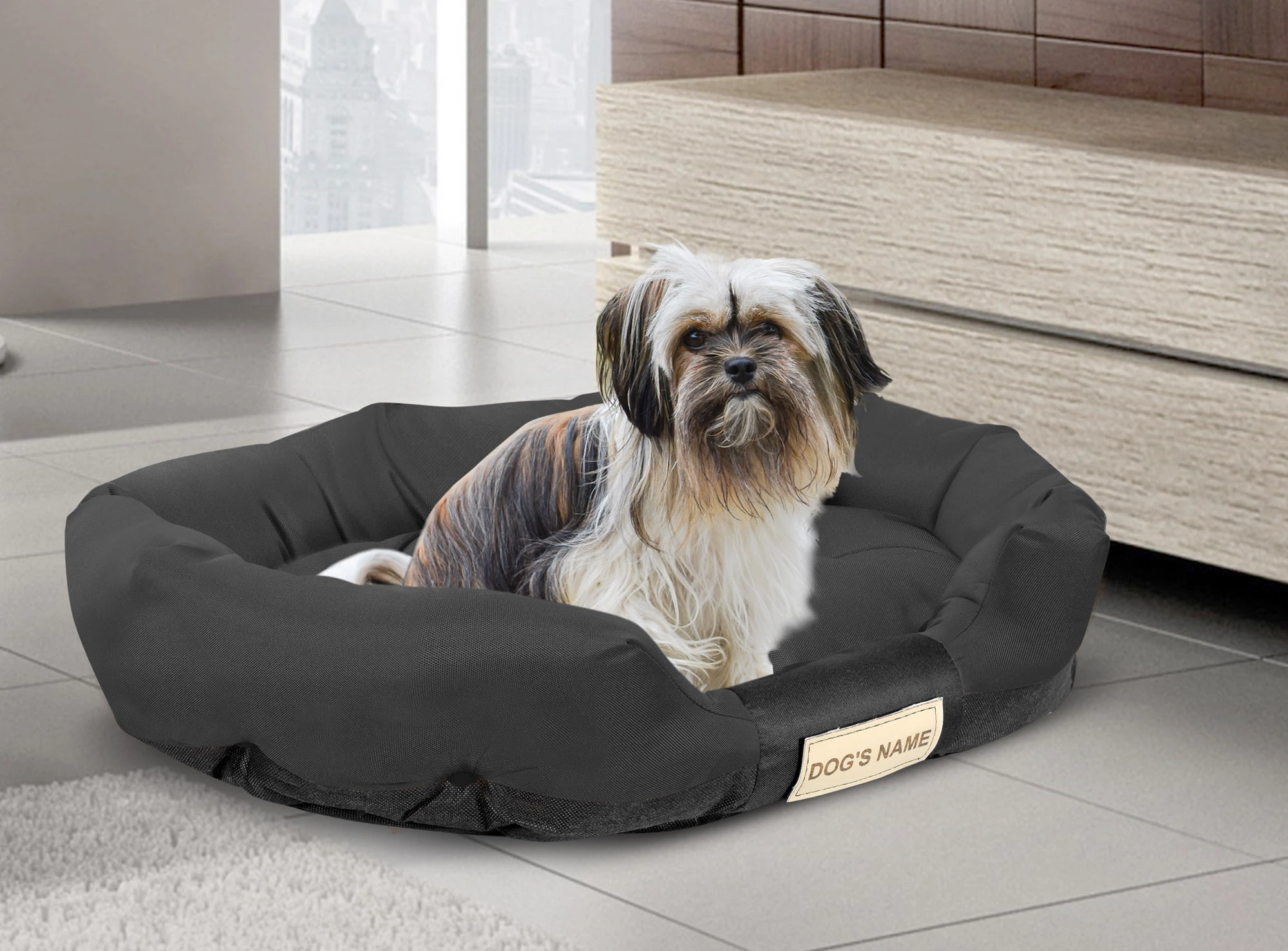 Aio Factory Šuns guolis 130x105 cm, personalizuotas, vandeniui atsparus, juodas aprašymas - Prekės nuotrauka