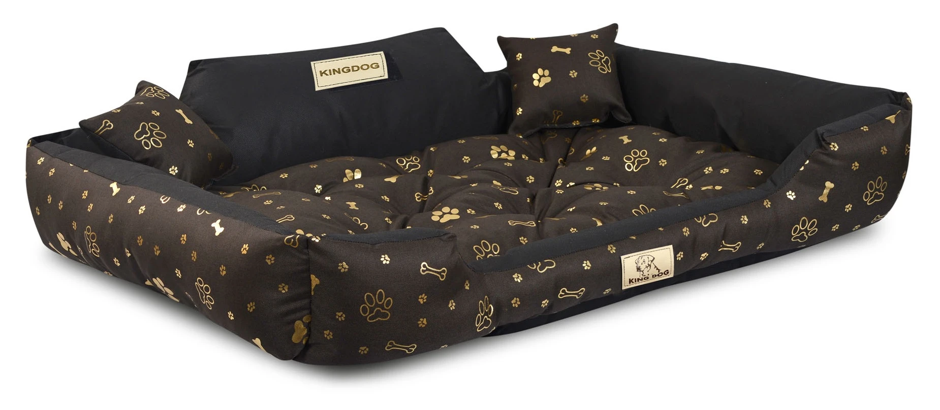Aio Factory Šuns guolis KINGDOG 100x75 cm, personalizuotas, vandeniui atsparus, auksiniai kaulai aprašymas - Prekės nuotrauka
