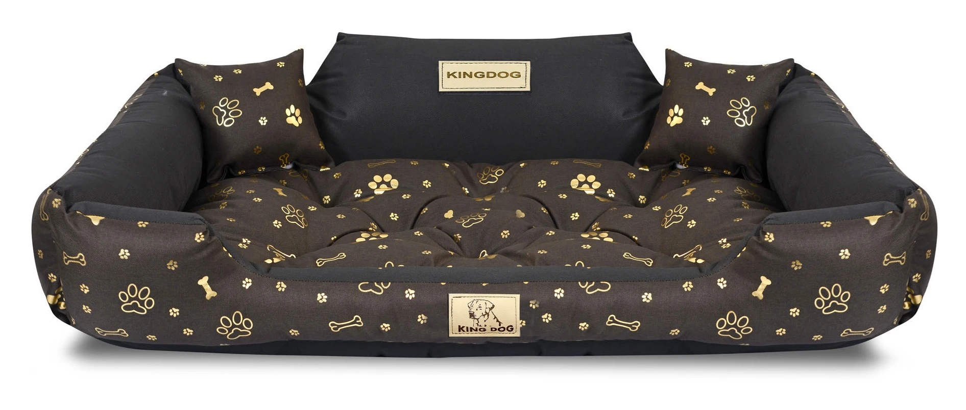 Aio Factory Šuns guolis KINGDOG 100x75 cm, personalizuotas, vandeniui atsparus, auksiniai kaulai aprašymas - Prekės nuotrauka