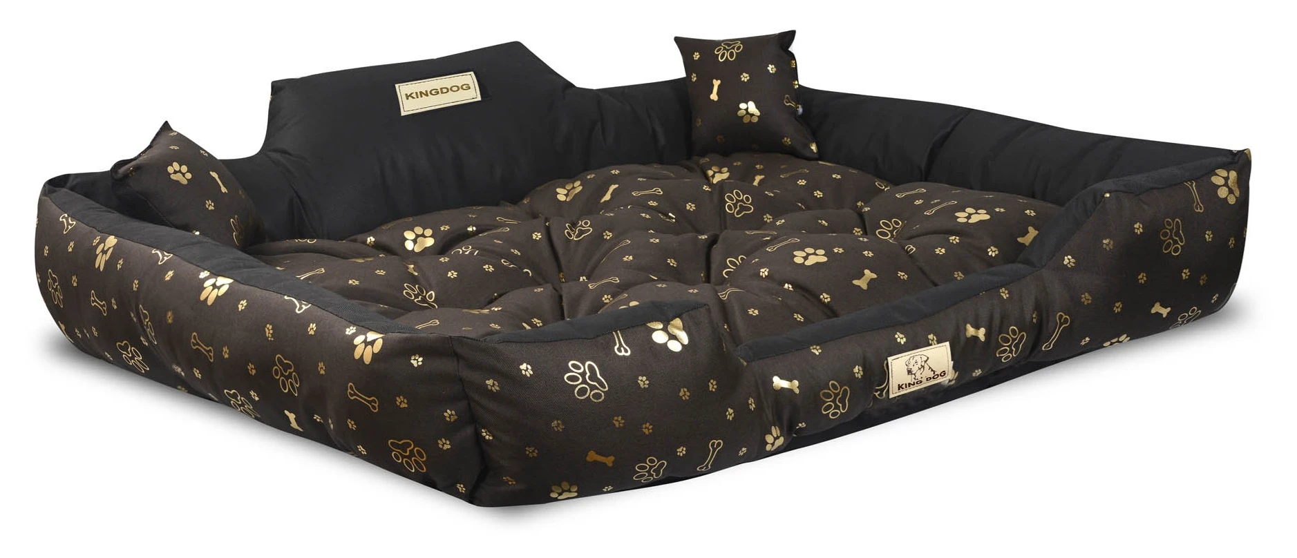 Aio Factory Šuns guolis KINGDOG 115x95 cm, personalizuotas, vandeniui atsparus, auksiniai kaulai aprašymas - Prekės nuotrauka