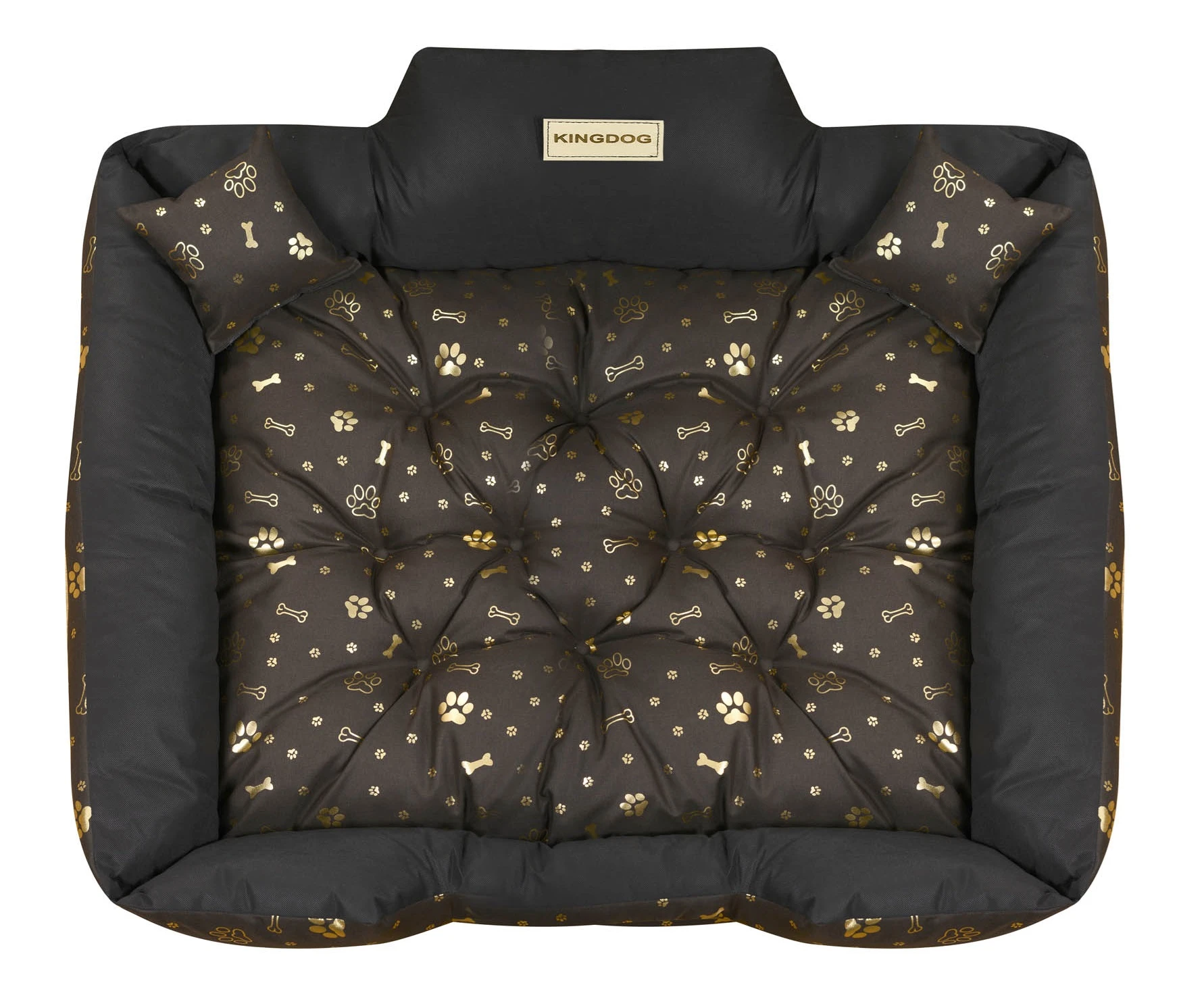 Aio Factory Šuns guolis KINGDOG 115x95 cm, personalizuotas, vandeniui atsparus, auksiniai kaulai aprašymas - Prekės nuotrauka