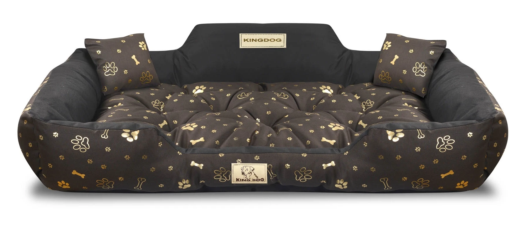 Aio Factory Šuns guolis KINGDOG 115x95 cm, personalizuotas, vandeniui atsparus, auksiniai kaulai aprašymas - Prekės nuotrauka