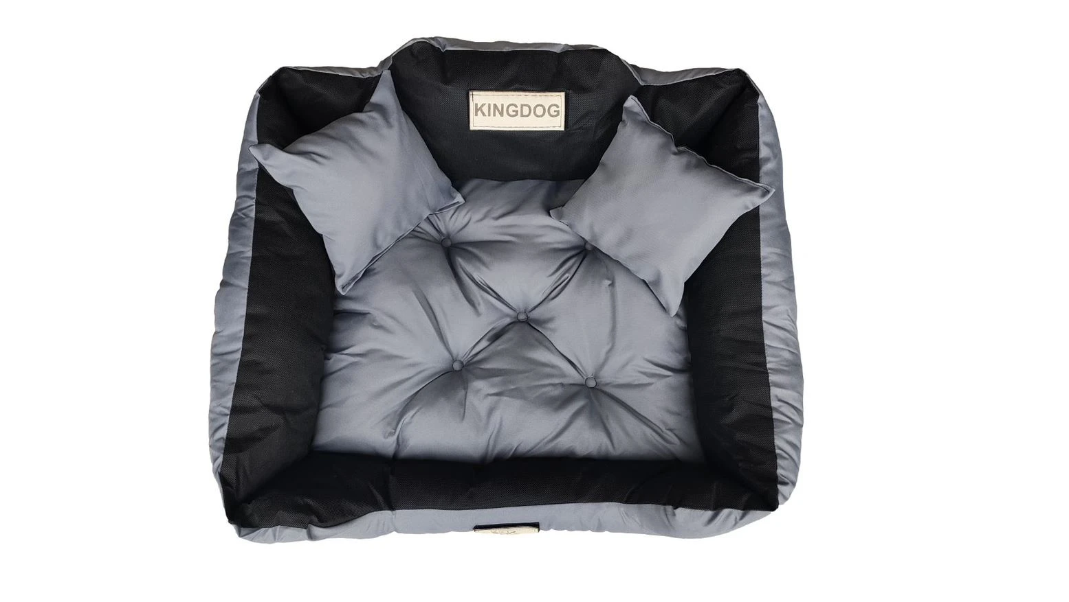 Aio Factory Šuns guolis KINGDOG 130x105 cm, personalizuotas, atsparus vandeniui, tamsiai pilkas aprašymas - Prekės nuotrauka