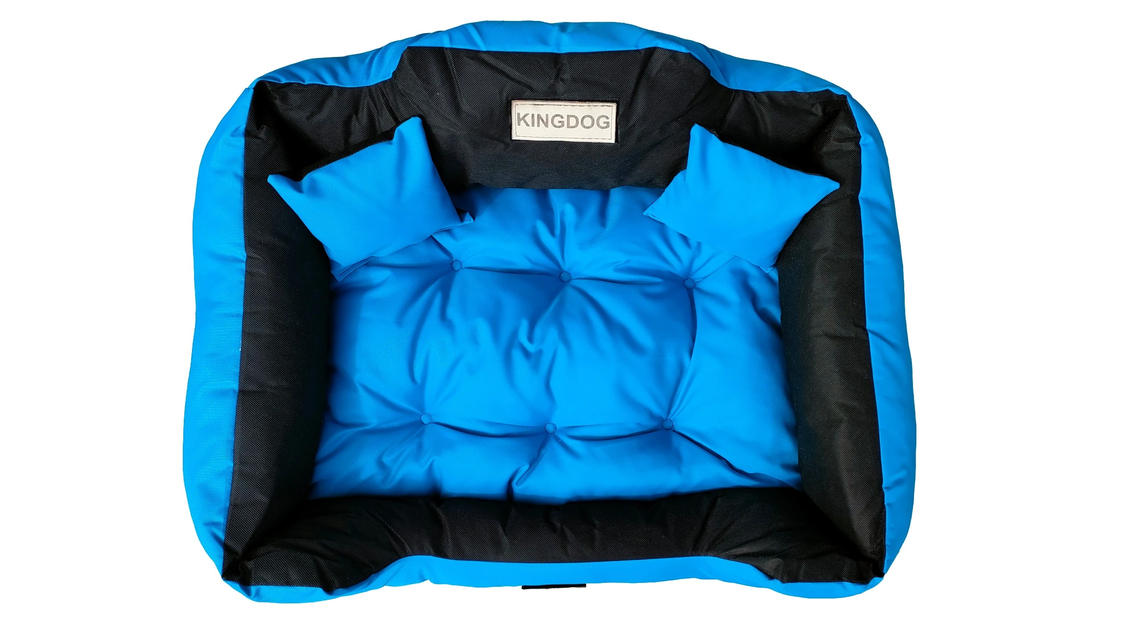 Aio Factory Šuns guolis KINGDOG 130x105 cm, personalizuotas, atsparus vandeniui, mėlynas aprašymas - Prekės nuotrauka