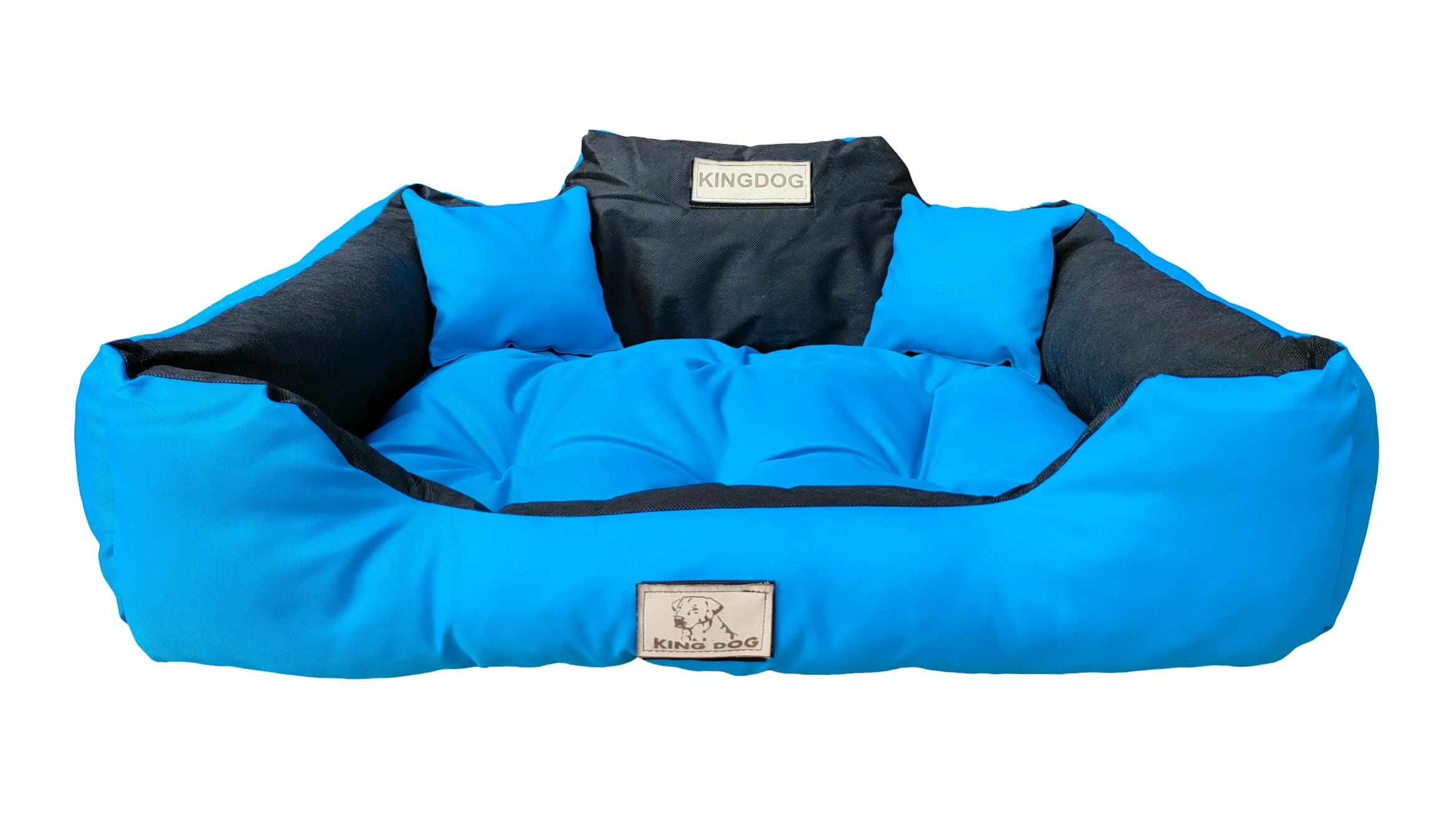 Aio Factory Šuns guolis KINGDOG 130x105 cm, personalizuotas, atsparus vandeniui, mėlynas aprašymas - Prekės nuotrauka