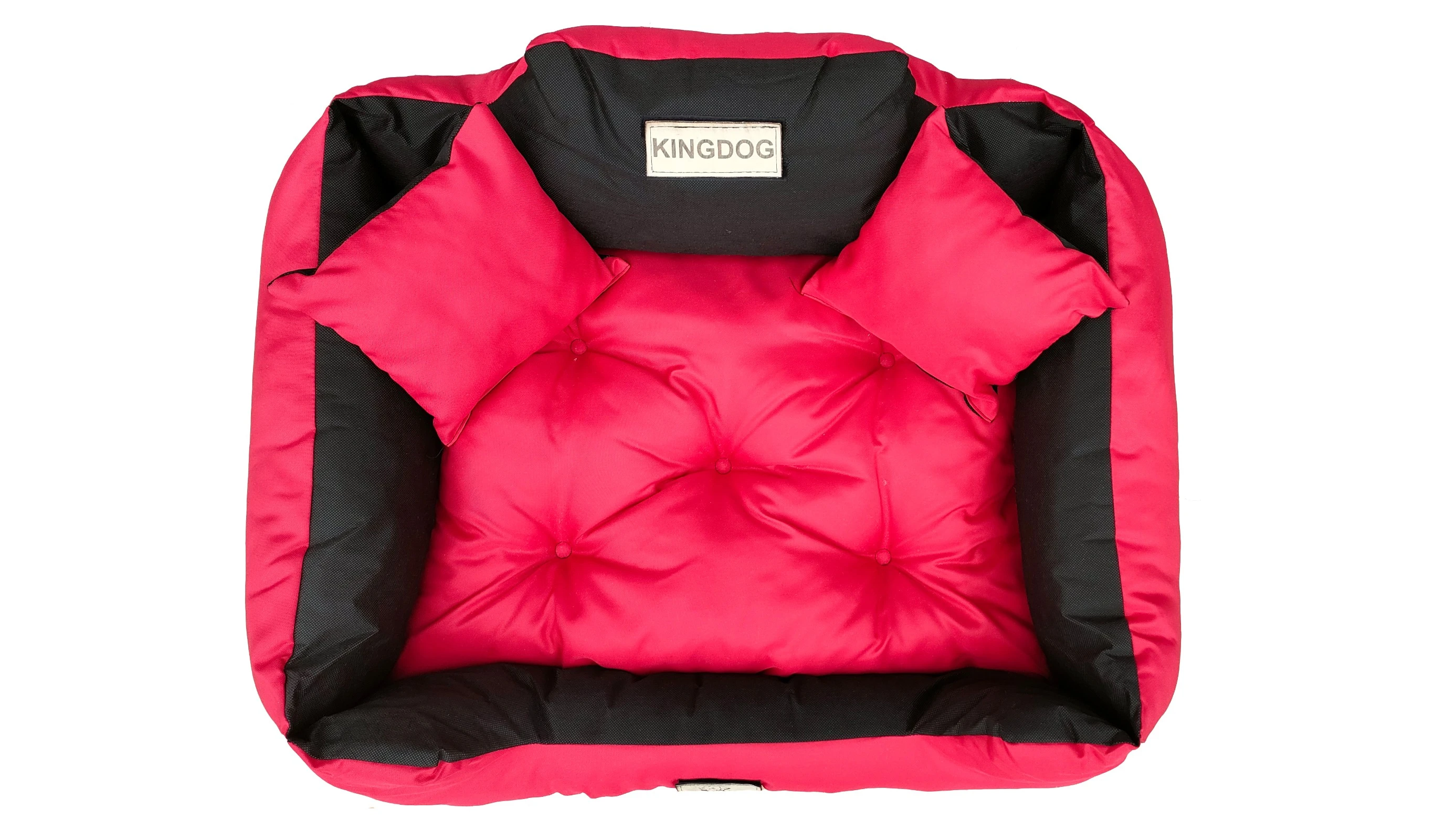 Aio Factory Šuns guolis KINGDOG 130x105 cm, personalizuotas, atsparus vandeniui, raudonas aprašymas - Prekės nuotrauka
