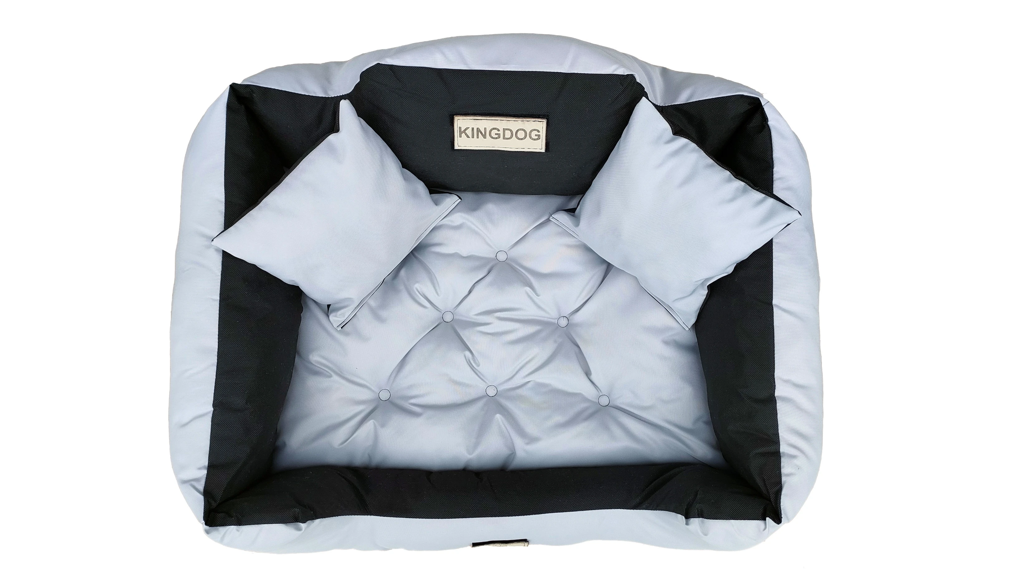 Aio Factory Šuns guolis KINGDOG 130x105 cm, personalizuotas, atsparus vandeniui, šviesiai pilkas aprašymas - Prekės nuotrauka