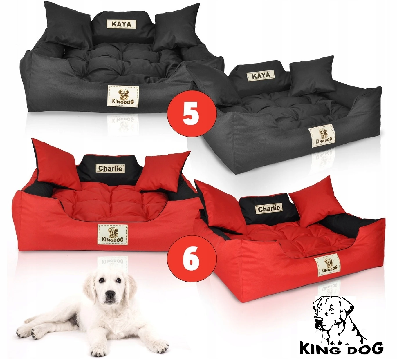 Aio Factory Šuns guolis KINGDOG 130x105 cm, personalizuotas, atsparus vandeniui, rudas aprašymas - Prekės nuotrauka