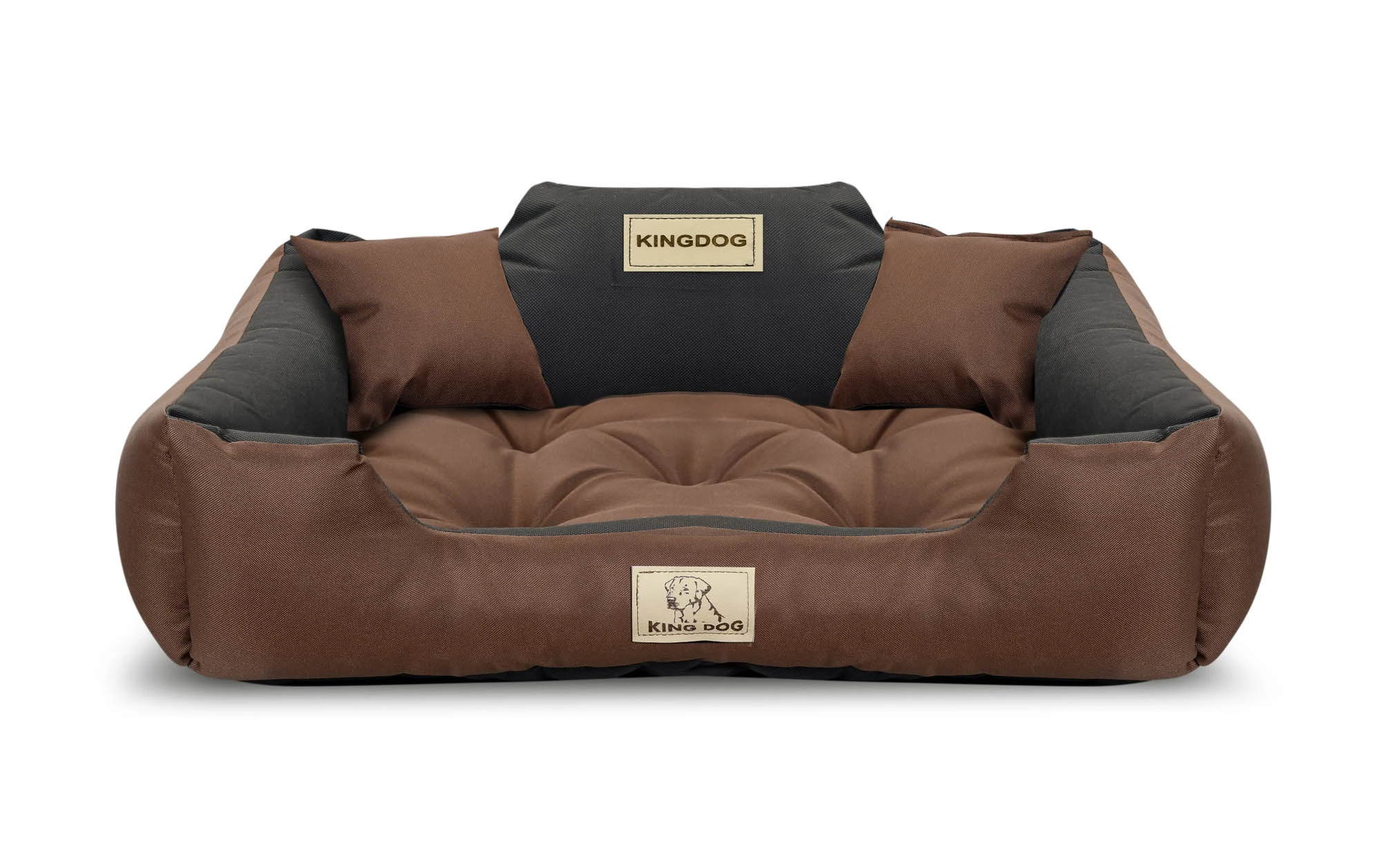 Aio Factory Šuns guolis KINGDOG 130x105 cm, personalizuotas, atsparus vandeniui, rudas aprašymas - Prekės nuotrauka