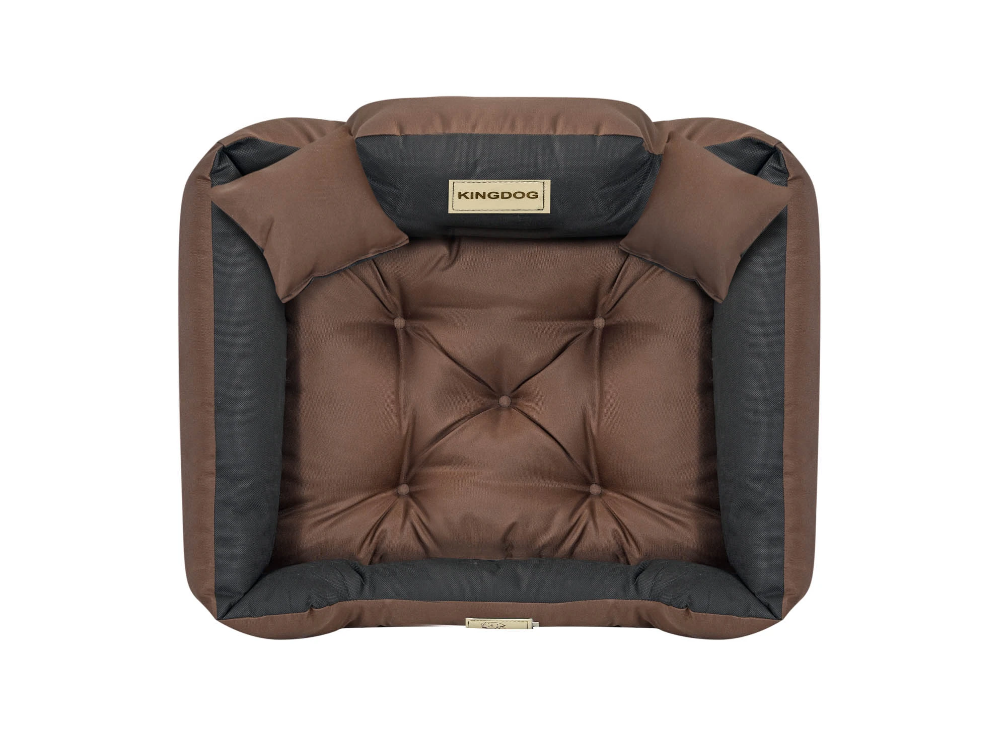 Aio Factory Šuns guolis KINGDOG 130x105 cm, personalizuotas, atsparus vandeniui, rudas aprašymas - Prekės nuotrauka