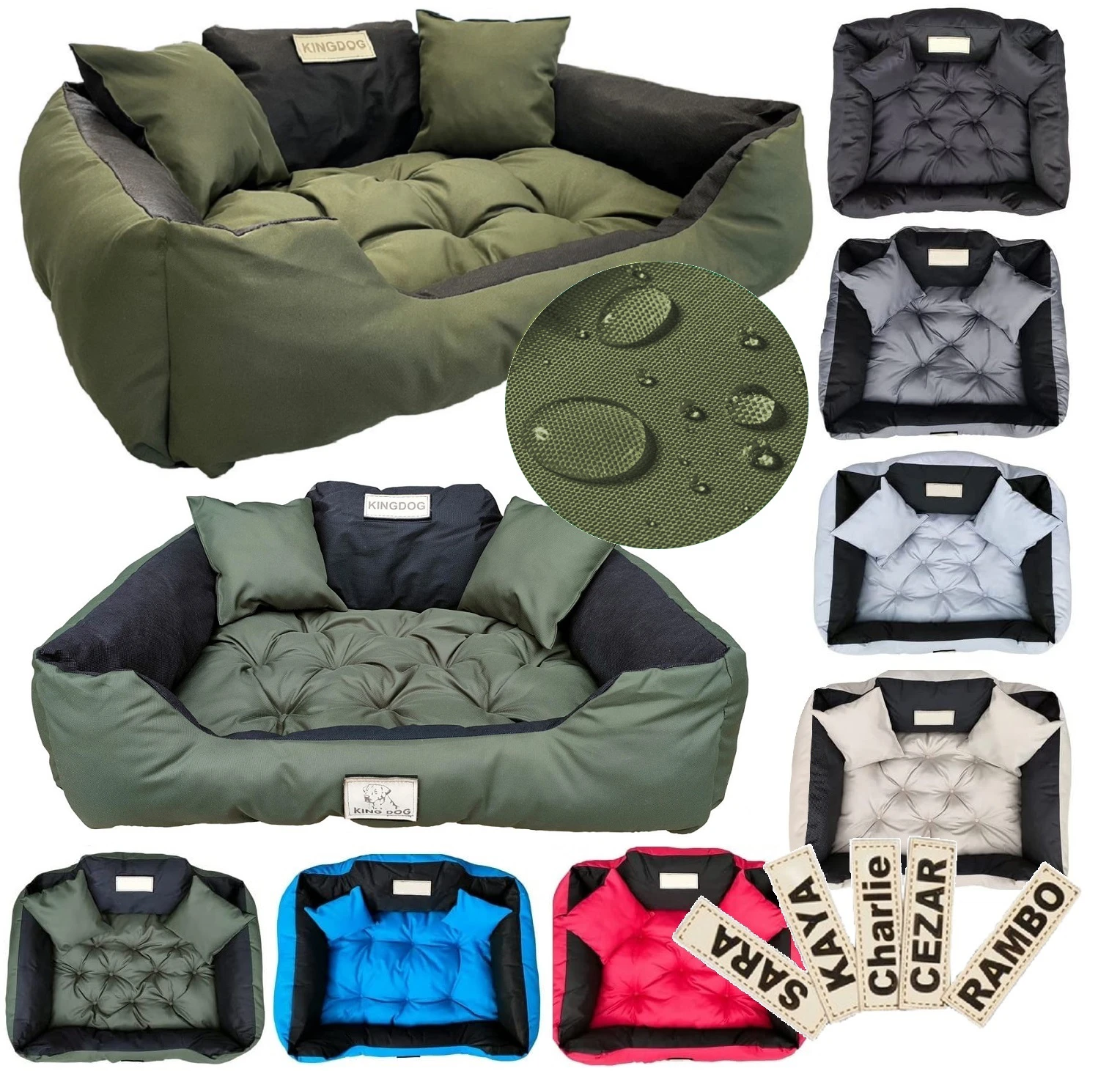 Aio Factory Šuns guolis KINGDOG 145x115 cm, personalizuotas, atsparus vandeniui, žalias aprašymas - Prekės nuotrauka