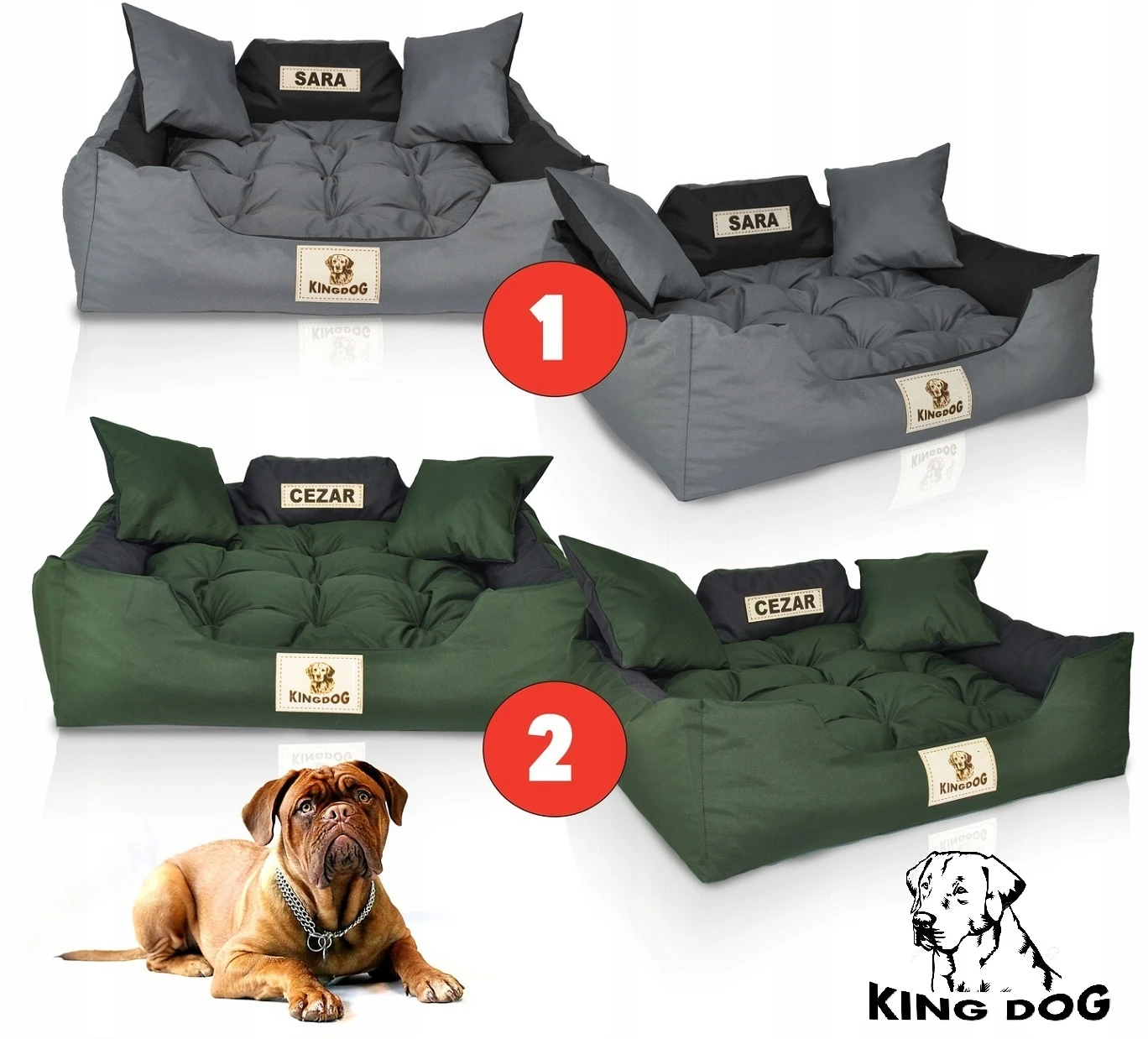 Aio Factory Šuns guolis KINGDOG 145x115 cm, personalizuotas, atsparus vandeniui, juodas aprašymas - Prekės nuotrauka