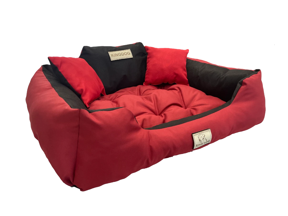 Aio Factory Šuns guolis KINGDOG 145x115 cm, personalizuotas, atsparus vandeniui, raudonas aprašymas - Prekės nuotrauka