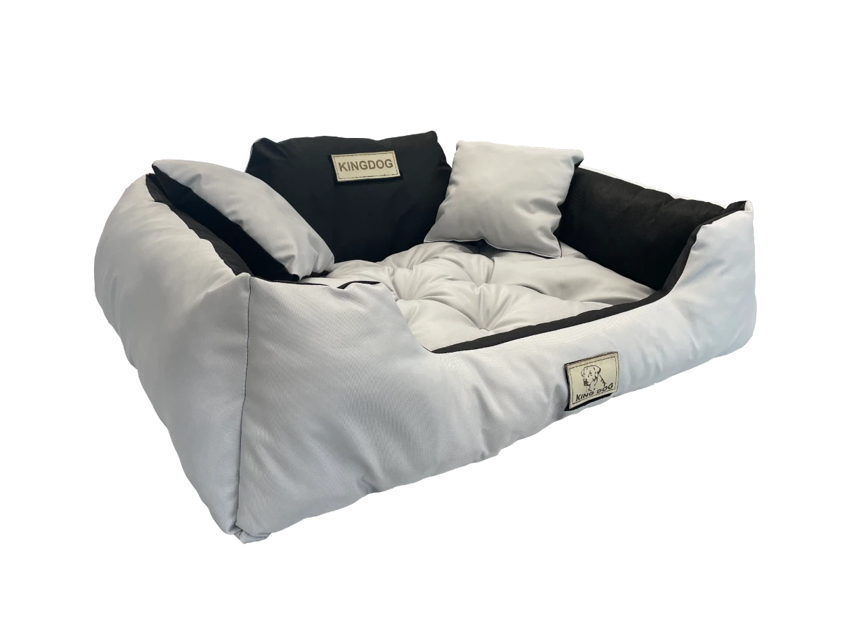 Aio Factory Šuns guolis KINGDOG 145x115 cm, personalizuotas, atsparus vandeniui, šviesiai pilkas aprašymas - Prekės nuotrauka