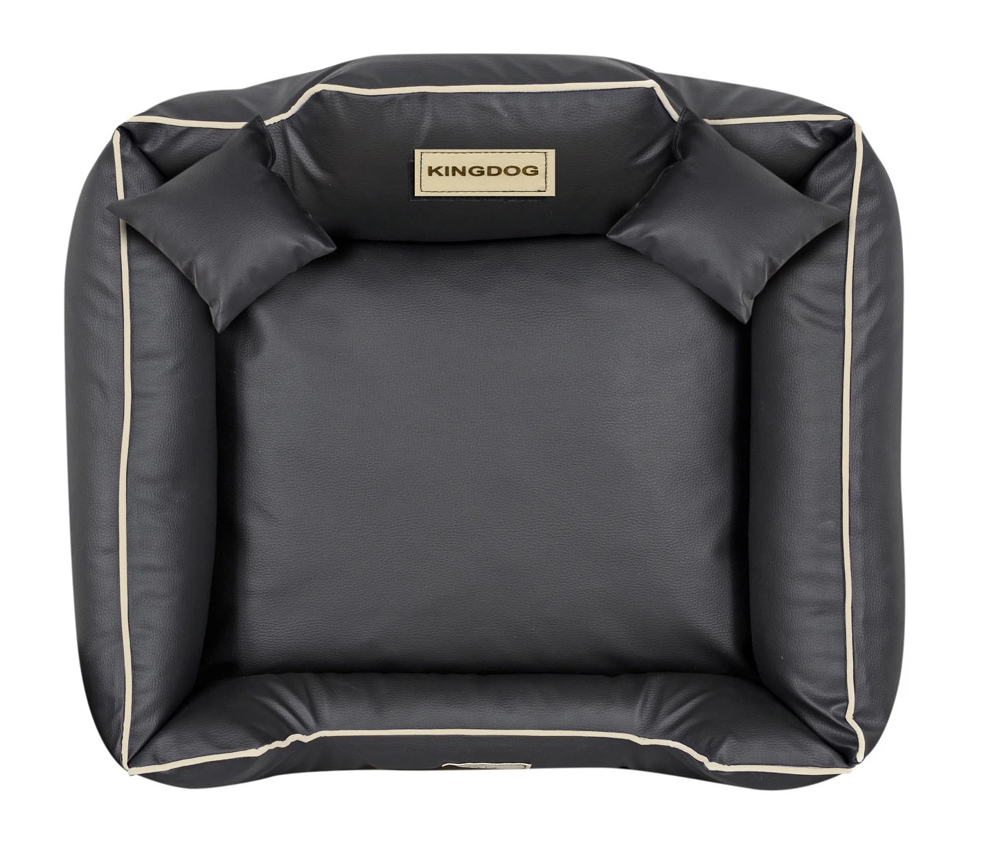 Aio Factory Šuns guolis KINGDOG ECO LEATHER 100x75 cm, nuimamas, personalizuotas, neslystantis, juodas aprašymas - Prekės nuotrauka