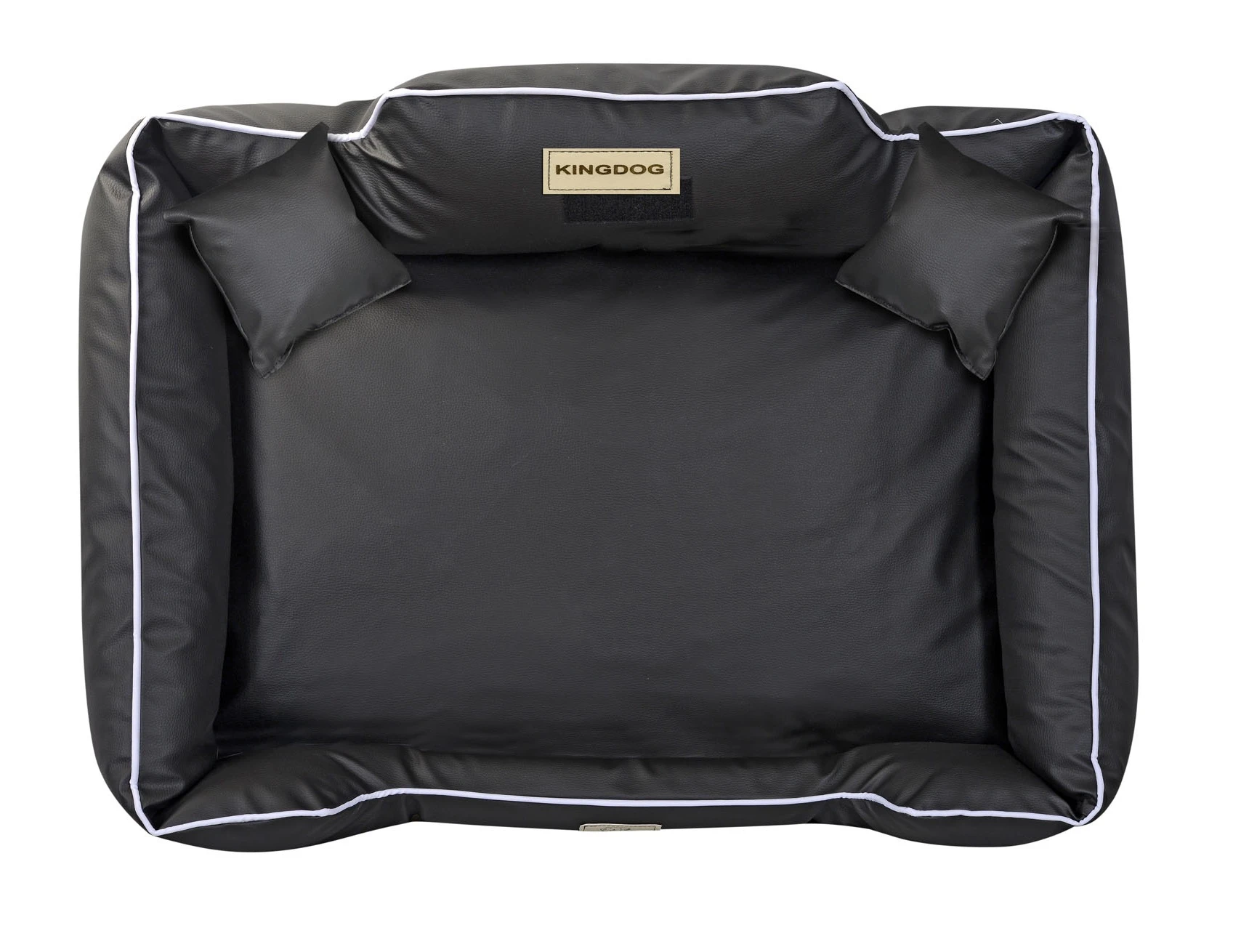 Aio Factory Šuns guolis KINGDOG ECO LEATHER 115x95 cm, nuimamas, personalizuotas, neslystantis, juodas aprašymas - Prekės nuotrauka