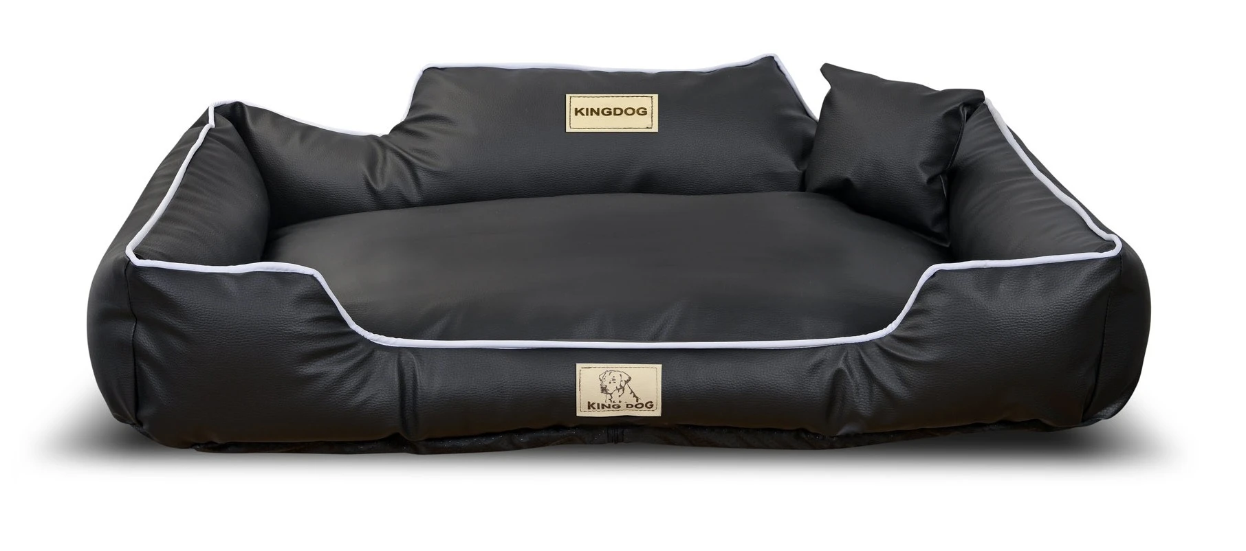 Aio Factory Šuns guolis KINGDOG ECO LEATHER 115x95 cm, nuimamas, personalizuotas, neslystantis, juodas aprašymas - Prekės nuotrauka