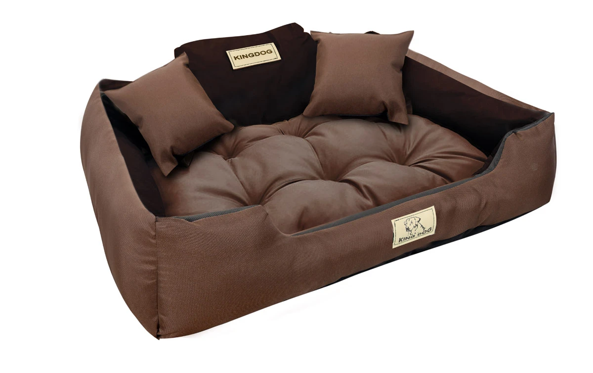 Aio Factory Šuns guolis KINGDOG voljeras 75x65 cm, personalizuotas, atsparus vandeniui, rudas aprašymas - Prekės nuotrauka