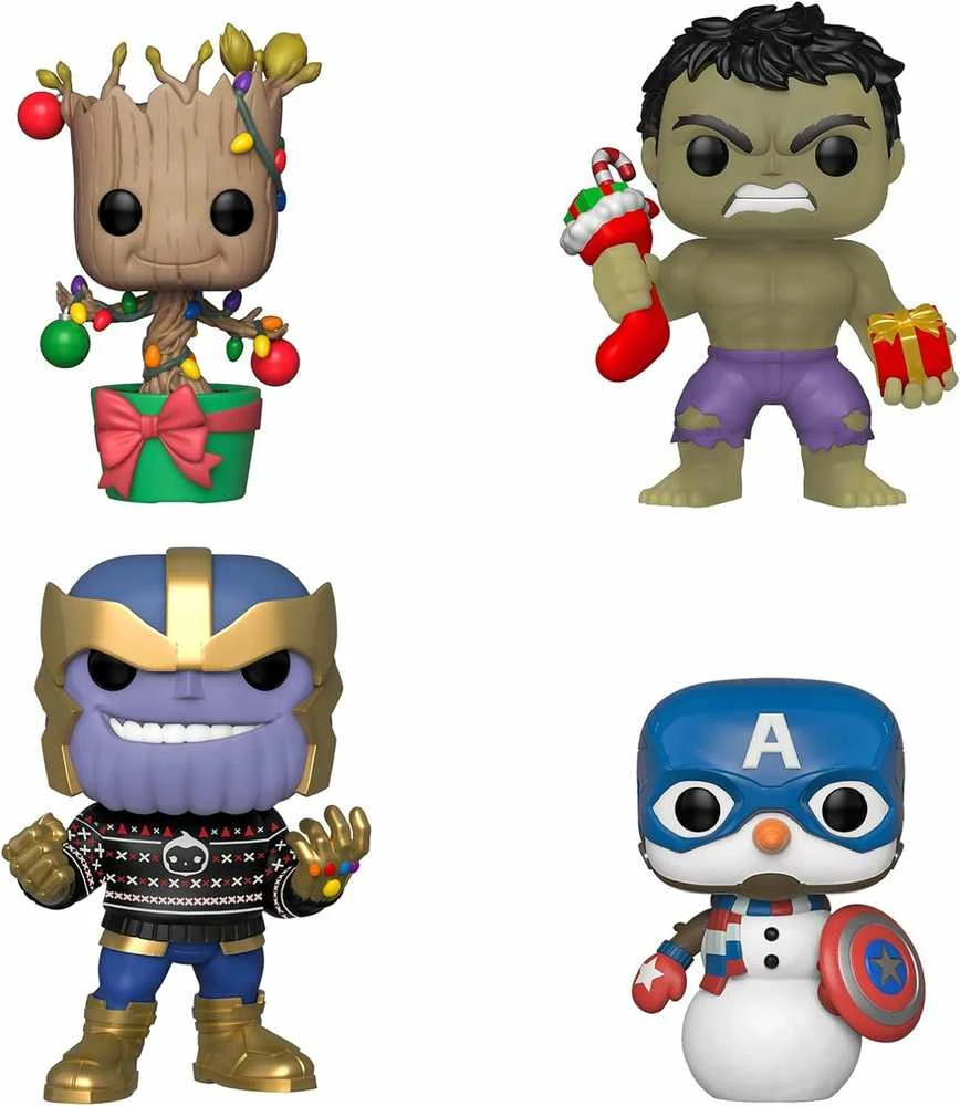 Kepurė Funko POP! figūrėlių rinkinys Marvel Happy Holidays Hulk Groot Cap Thanos 4 vnt. SE