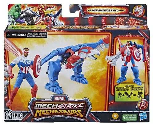 "Hasbro Mech Strike Mechasaurus" Kapitonas Amerika, 2 vnt. figūrėlių pakuotė