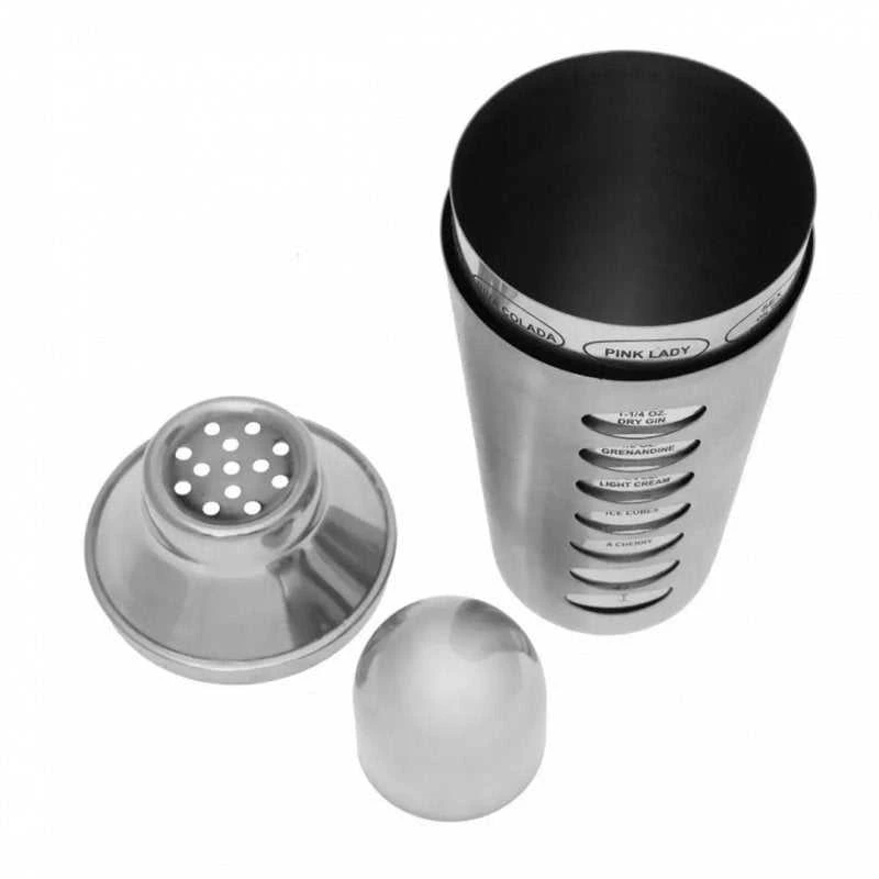 King Hoff Shaker Plaktuvė su gėrimų receptais, plieninė, 0,6 l „Kinghoff“
