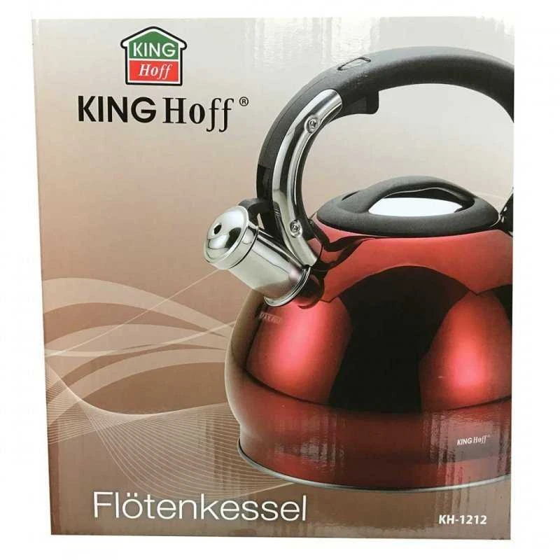 King Hoff Kinghoff KH-1212“ raudonas 3,4 l nerūdijančio plieno virdulys su švilpimu