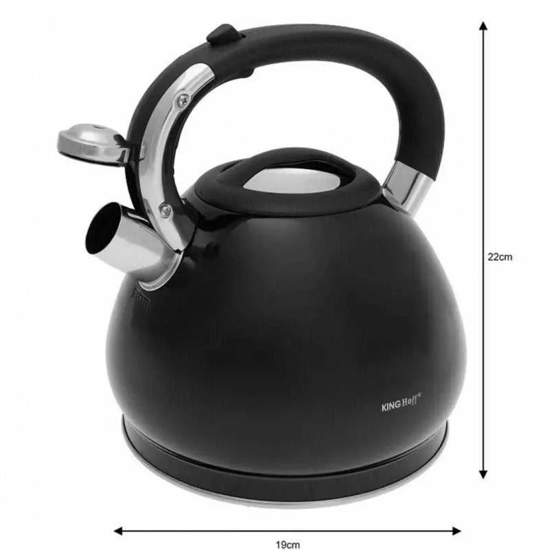 King Hoff Kinghoff KH-1221“ juodo spalvos 3,4 l nerūdijančio plieno virdulys su švilpimu