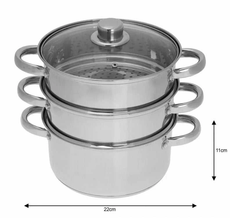 Garų puodas King Hoff Kinghoff KH-3328 nerūdijančio plieno garintuvų rinkinys, 4 dalys, 22 cm