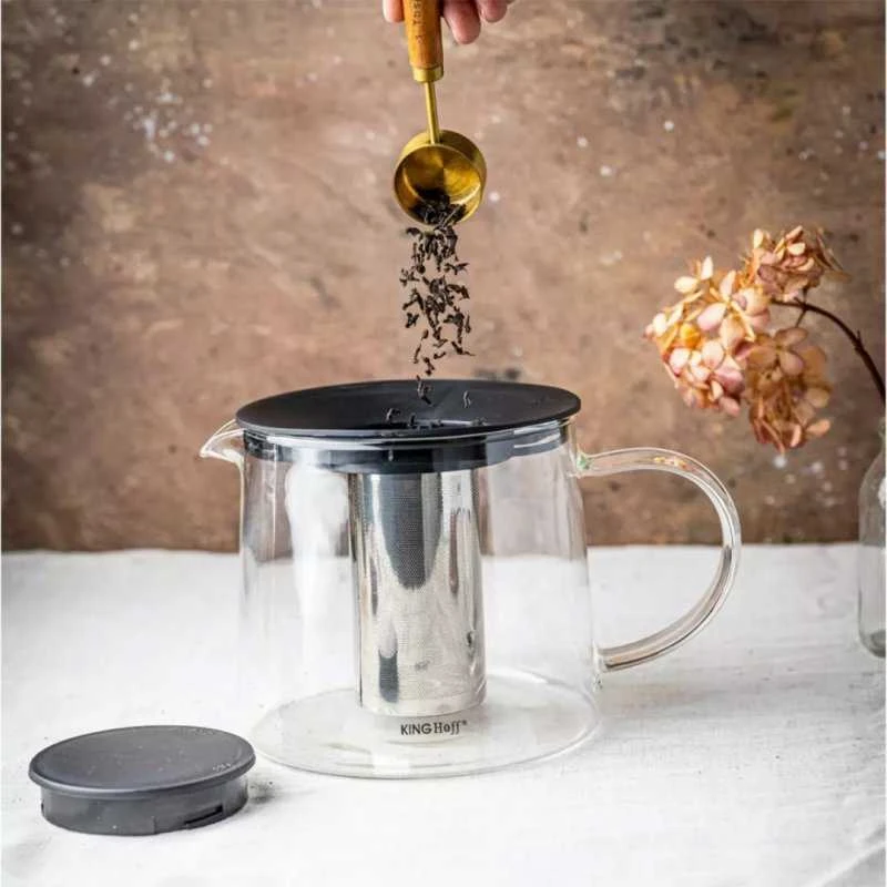 King Hoff Kinghoff KH-4845 stiklinis arbatos infuzorius su plieniniu sieteliu 1,5 l