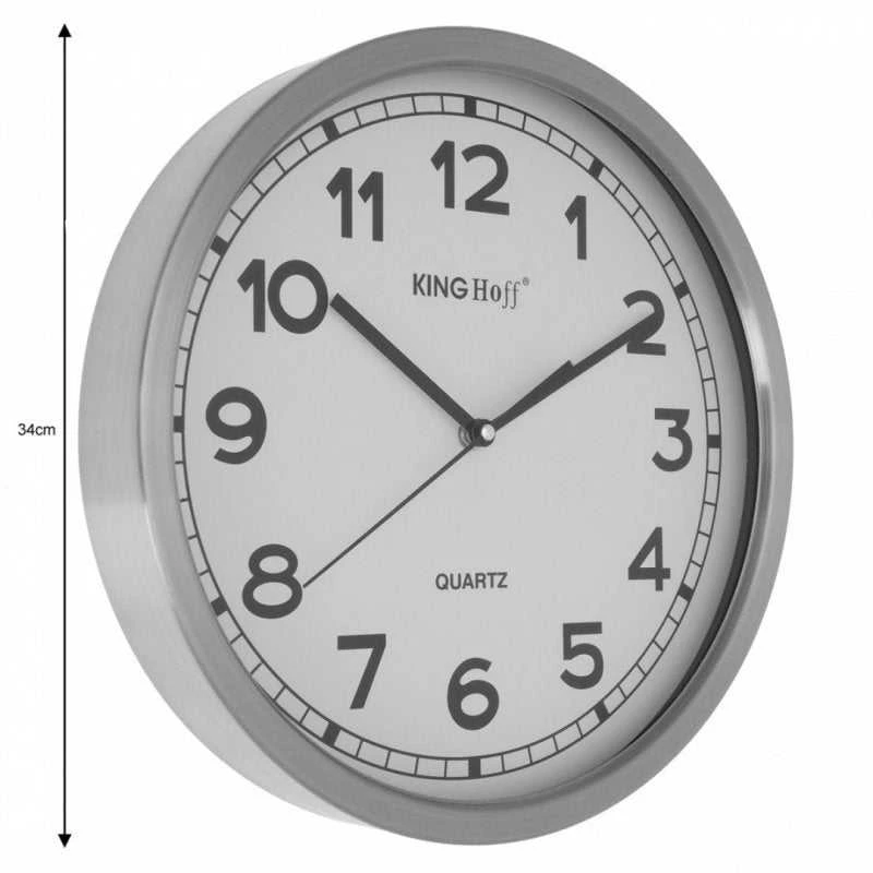 King Hoff Laikrodis Sieninis laikrodis, nerūdijančio plieno, 34 cm skersmens, Kinghoff