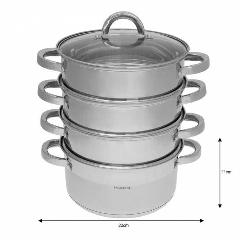 Garų puodas Klausberg KB-7143 nerūdijančio plieno garintuvų rinkinys, 5 dalys, 22 cm