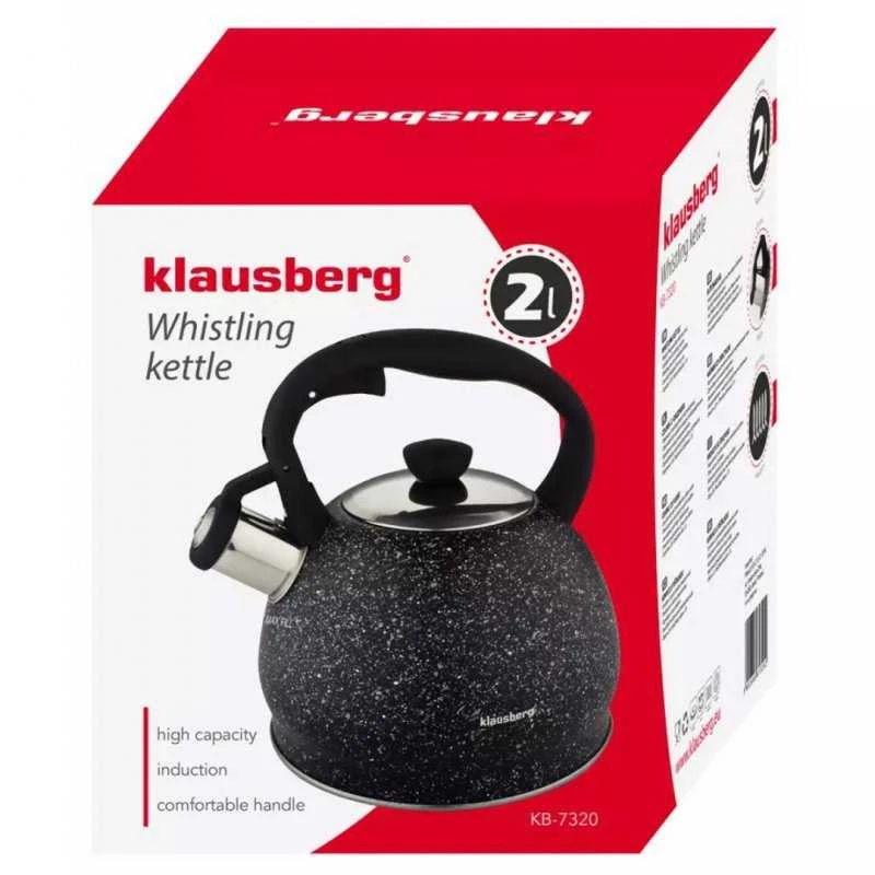 Klausberg KB-7320 marmurinis švilpiantis virdulys 2 l su minkšta rankena