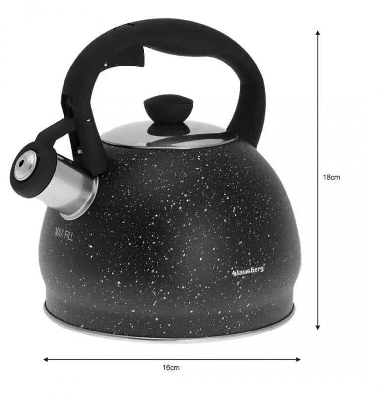 Klausberg KB-7320 marmurinis švilpiantis virdulys 2 l su minkšta rankena