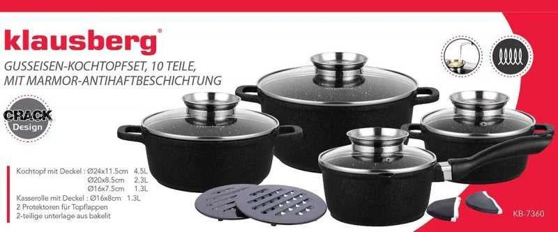 Klausberg KB-7360 patvarus granito nelimpančių indų rinkinys