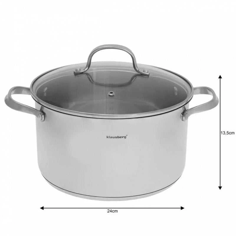 Klausberg KB-7214 nerūdijančio plieno puodas su dangčiu, 5,9 l, visoms viryklėms