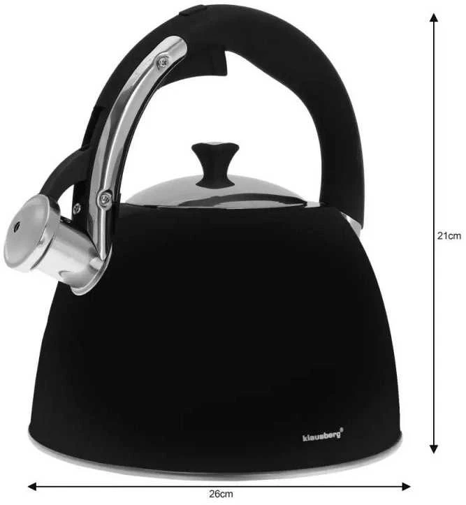 Klausberg KB-7195 3L nerūdijančio plieno švilpiantis virdulys visoms viryklėms