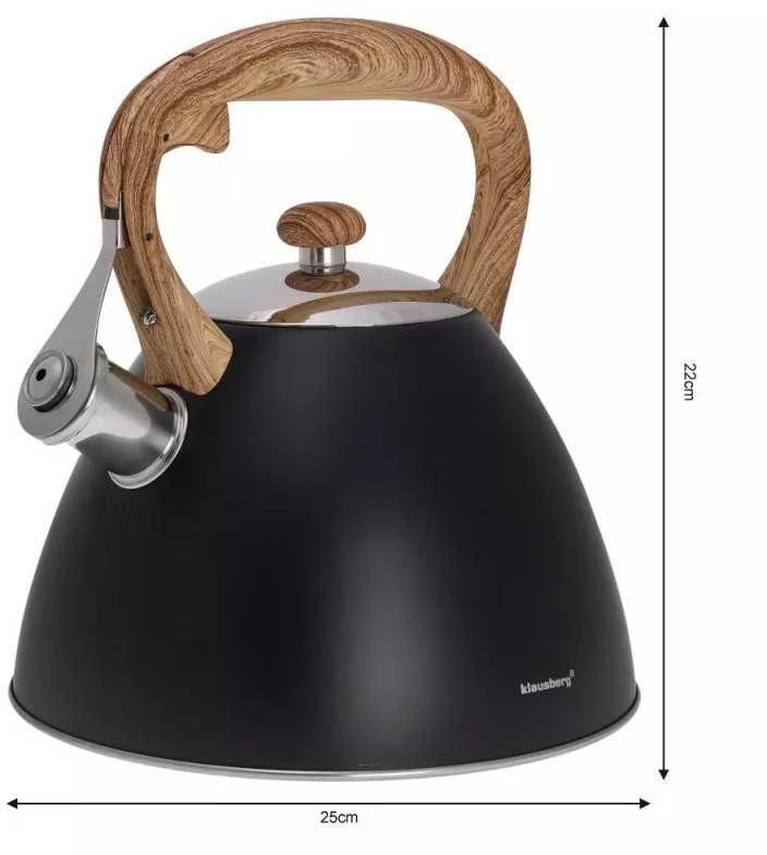 Klausberg KB-7262 3L švilpiantis nerūdijančio plieno virdulys visoms viryklėms