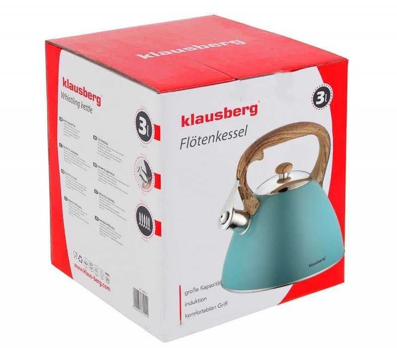 Klausberg KB-7263 3L smaragdo spalvos nerūdijančio plieno virdulys su švilpimu