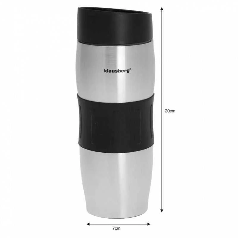 Klausberg KB-7100 termo puodelis su užsegimu, 380 ml, termo puodelis su spragtelėjimu