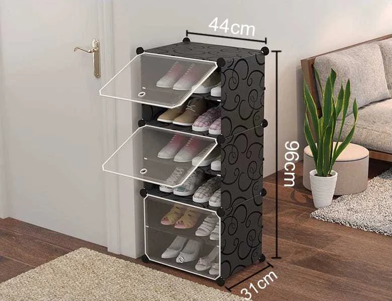 Leobert Batų lentyna, modulinė, 6 lygių, juoda