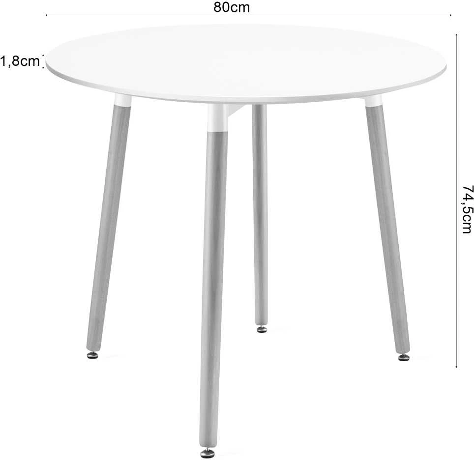 Leobert Stalas apvalus, baltas, Ø 80 × 74 cm