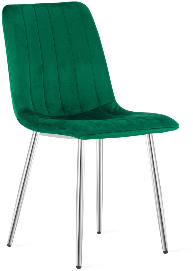 Leobert Kėdė veliūrinė su chromuotomis kojomis, žalia, 86 cm